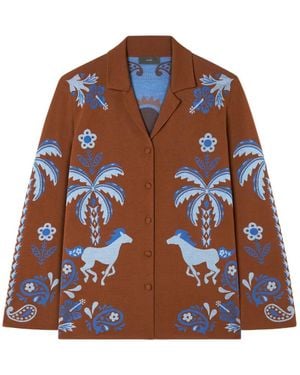 Alanui Island Roots Jacquard-Knit Shirt - Brown