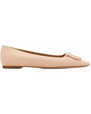 Ferragamo Tonal Maxi Gancini Ballet Flat - Natural