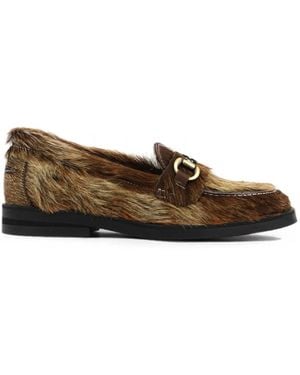 Duke & Dexter Horsebit Pony~Hair Loafers - Brown
