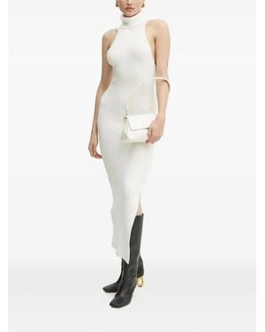 Bardot Turtleneck Open-Back Midi Dress - White