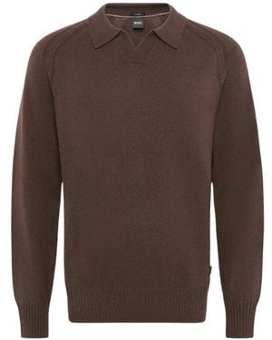 BOSS Polo-Collar Sweater - Brown