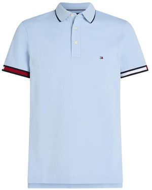 Tommy Hilfiger Poloshirt Met Gestreepte Mouwen - Blauw