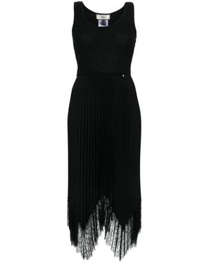 Nissa Pleated-Skirt Midi Dress - Black
