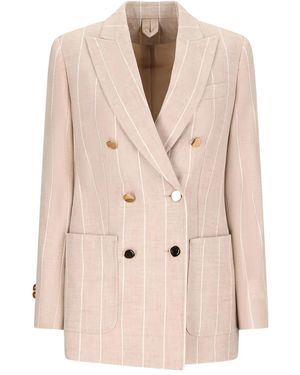 Max Mara Riom ストライプ コート - ナチュラル