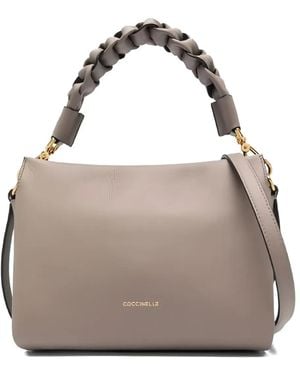 Coccinelle Small Grained Leather Boheme Tote - Grey