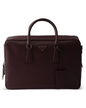 Prada Saffiano Leather Laptop Bag - Purple