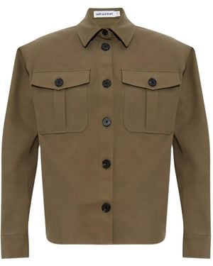 Self-Portrait Padded-Shoulder Shirt - Green