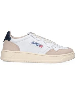 Autry Medalist Low Suede-Panelled Perforated Sneakers - White