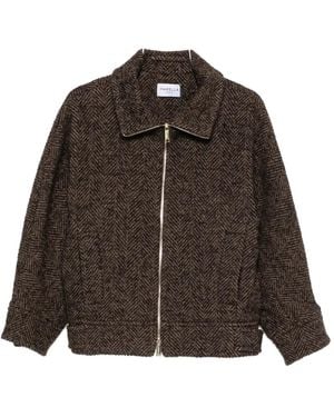 Marella Mlslana Herringbone Zip-Fastening Jacket - Brown