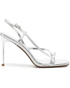 SERGIO MORETTI FIRENZE Metallic-Effect Strappy Sandals - White