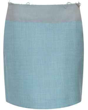MM6 by Maison Margiela Two-Tone Wool Mini Skirt - Blue