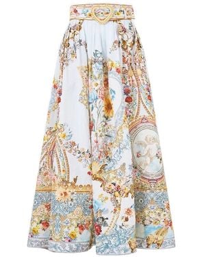 CAMILLA Seville Sweetheart Belted Midi Skirt - White