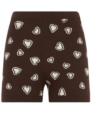 Moschino Mini-Short En Laine À Motif De Cœur - Brown