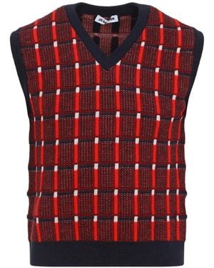 Jil Sander Chaleco A Cuadros Y Cuello En V - Rojo