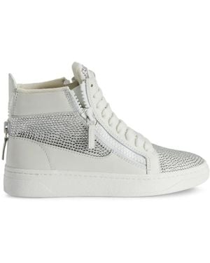 Giuseppe Zanotti Sneakers Alte Con Cristalli - Bianco