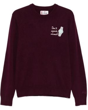 MC2 Saint Barth Heron Embroidered Crew-Neck Sweater - Purple