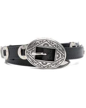 Golden Goose Belt Threads Washed Leather Hammered Studs And Applicatio - White