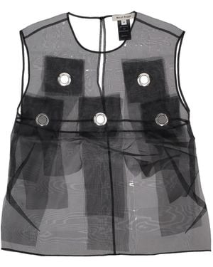 MERYLL ROGGE Eyelets Fringes Top - Black