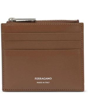 Ferragamo Zip-Top Card Holder - Brown