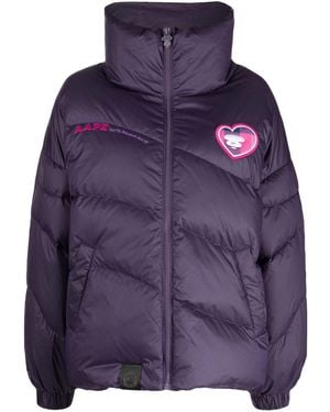 Aape By A Bathing Ape Logo-Patch Puffer Jacket - Purple