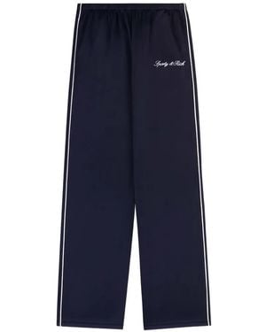Sporty & Rich Logo-Embroidered Side-Stripe Track Pants - Blue