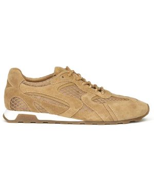 Ash Mesh-Panelled Round-Toe Low-Top Trainers - Natural