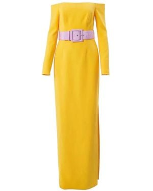 Carolina Herrera Off-Shoulder Belted Dress - Yellow