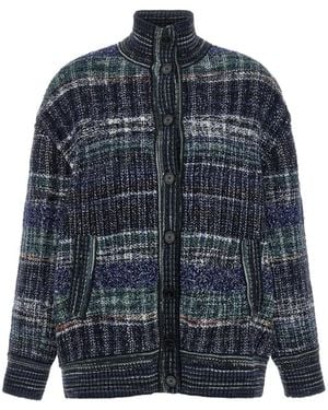 Missoni Oversized Wool-Blend Check Cardigan - Blue
