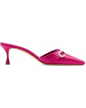 Manolo Blahnik Zutonmu Crystal-Embellished Satin Mules - Pink