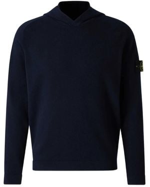 Stone Island Ribbed-trim hoodie - Azul
