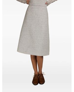 MARK-OFF Jupe Mi-Longue Brooklyn En Maille Nervurée - Gray