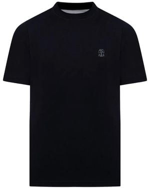 Brunello Cucinelli Logo-Embroidered T-Shirt - Black