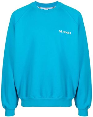 Sunnei Logo-Print Crew-Neck Sweatshirt - Blue