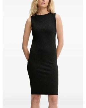 HUGO Logo-Jacquard Sleeveless Mini Dress - Black