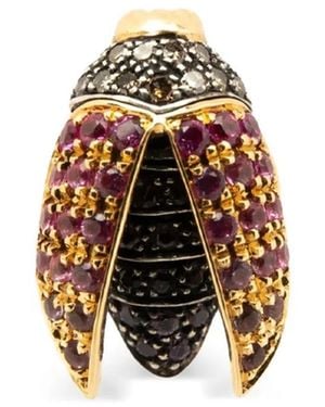 Bibi Van Der Velden Boucle D'Oreille Mini Scarab En Or 18Ct - Blanc