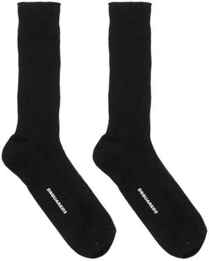 DSquared² Ribbed-Knit Logo-Print Socks - Black