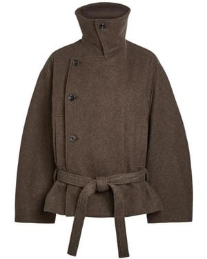 Lemaire Short Wrap Coat - Brown