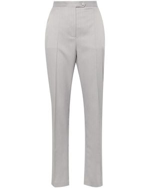 Styland Pinstriped High-Waist Tailored Trousers - Grey