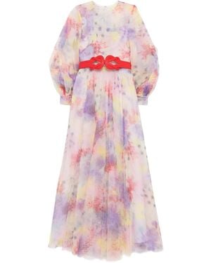 Saiid Kobeisy Floral-Printed Tulle Gown - Pink