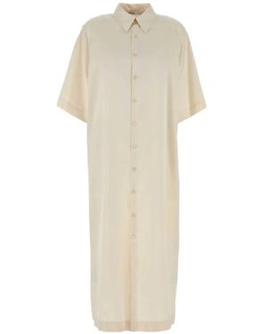 Carven Satin-Finish Midi Shirt Dress - White