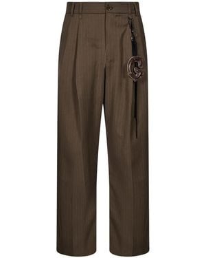Song For The Mute Pantalon Court À Fines Rayures - Brown