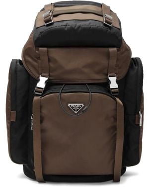 Prada Rucksack Aus Re-Nylon Mit Logo-Schild - Schwarz