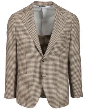 Al Duca d'Aosta Check-Pattern Single-Breasted Blazer - Grey