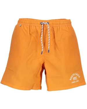 North Sails Logo-Print Drawstring Swim Shorts - Orange