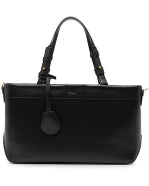 Bally Logo-Print Leather Tote Bag - Black