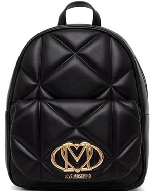 Love Moschino Quilted Logo-Plaque Backpack - Black