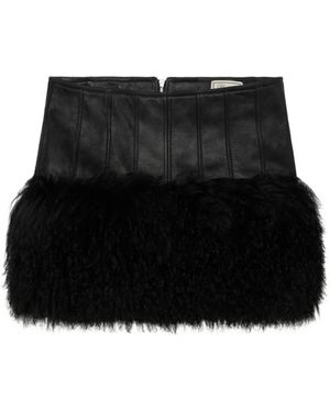 Blumarine Faux-Fur Trim Mini Skirt - Black