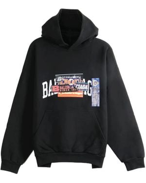 Balenciaga Sudadera De Algodón Con Capucha Y Logo - Negro