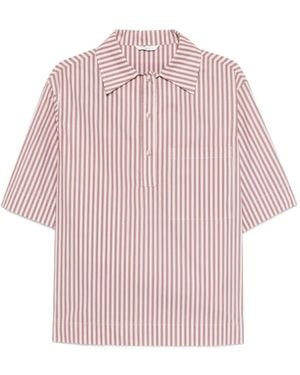 Hevò Striped Pocket Polo Shirt - Pink