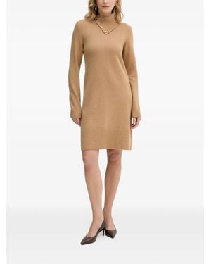 Benetton Funnel-Neck Midi Dress - Natural
